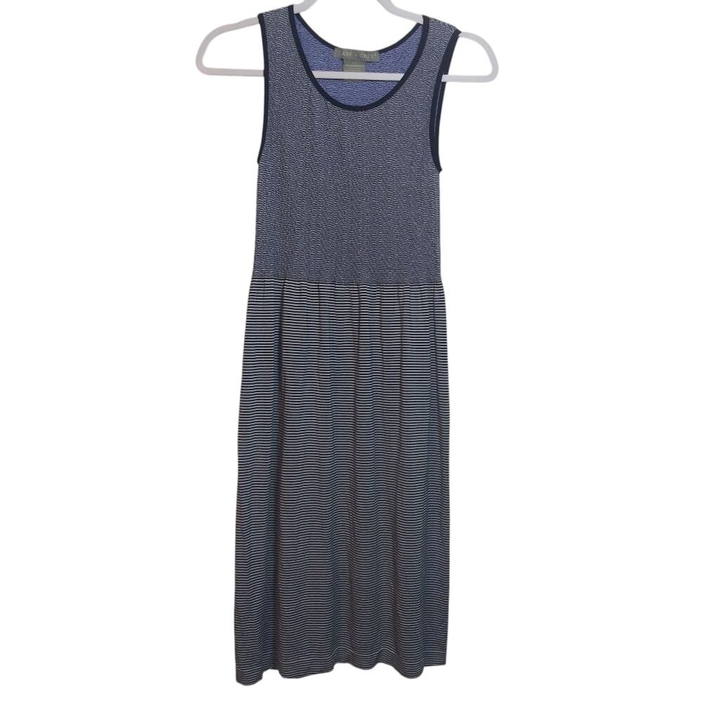 Lark & Grey Navy Blue Striped Nautical Casual Sleeveless Midi Dress Size L/XL